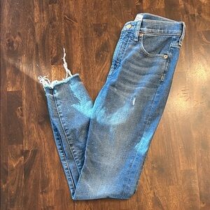 J. Crew Distressed Ankle 10” toothpick high rise skinny fit Jeans in Blue
